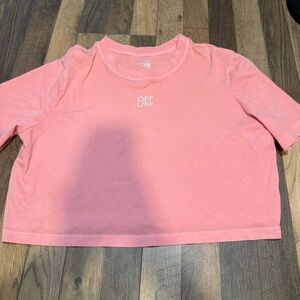 aerie Pink Cropped Tee with OFF LINE Chest Print